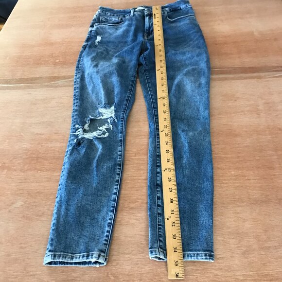 Good American Good Legs Crop Skinny Legs Women 8/29 Blue High Rise Distressed - Picture 5 of 13